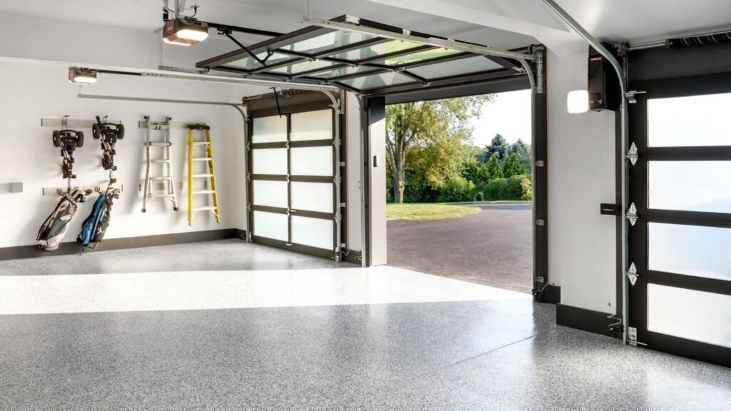 Light speckle epoxy garage